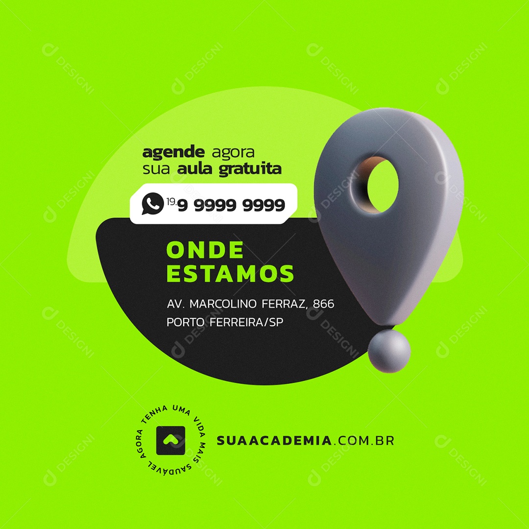 Academia Onde estamos Agende agora sua aula gratuita Social Media PSD Editável