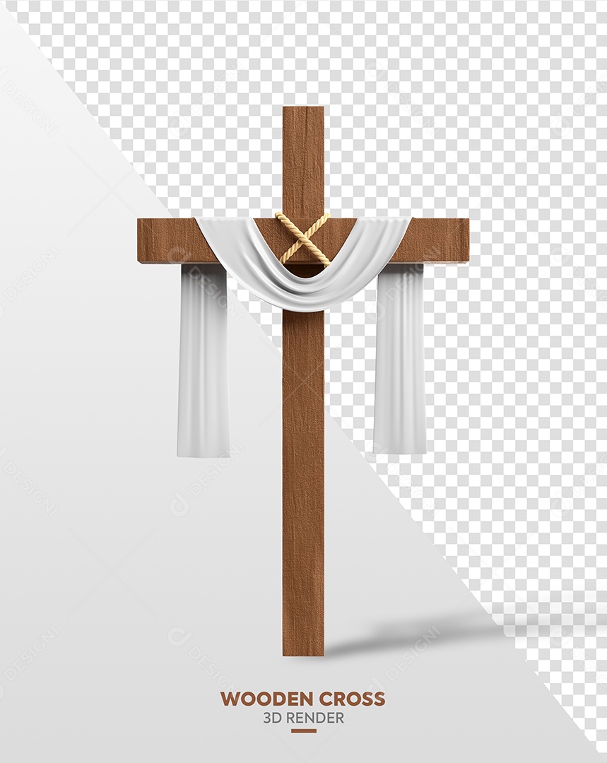 Cruz com Véu Branco Elemento 3D para Composição PSD