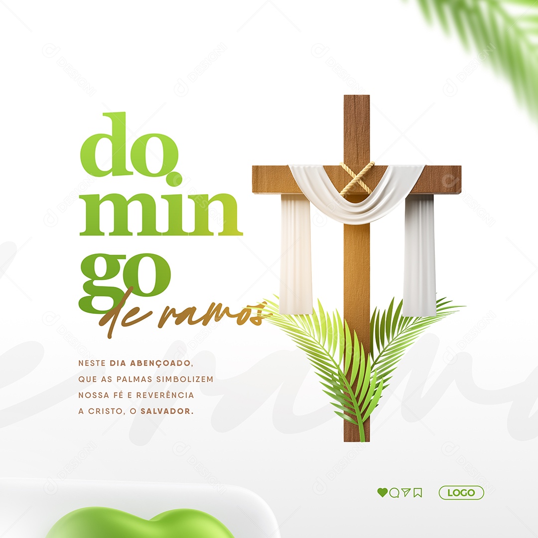 Domingo de Ramos Palmas Simbolizem nossa Fé e Reverência Social Media PSD Editável