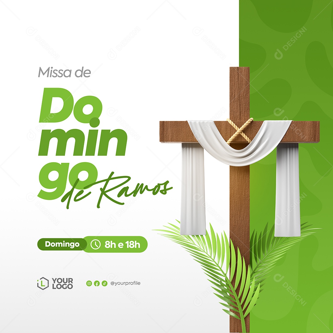 Missa Domingo de Ramos Domingo Social Media PSD Editável