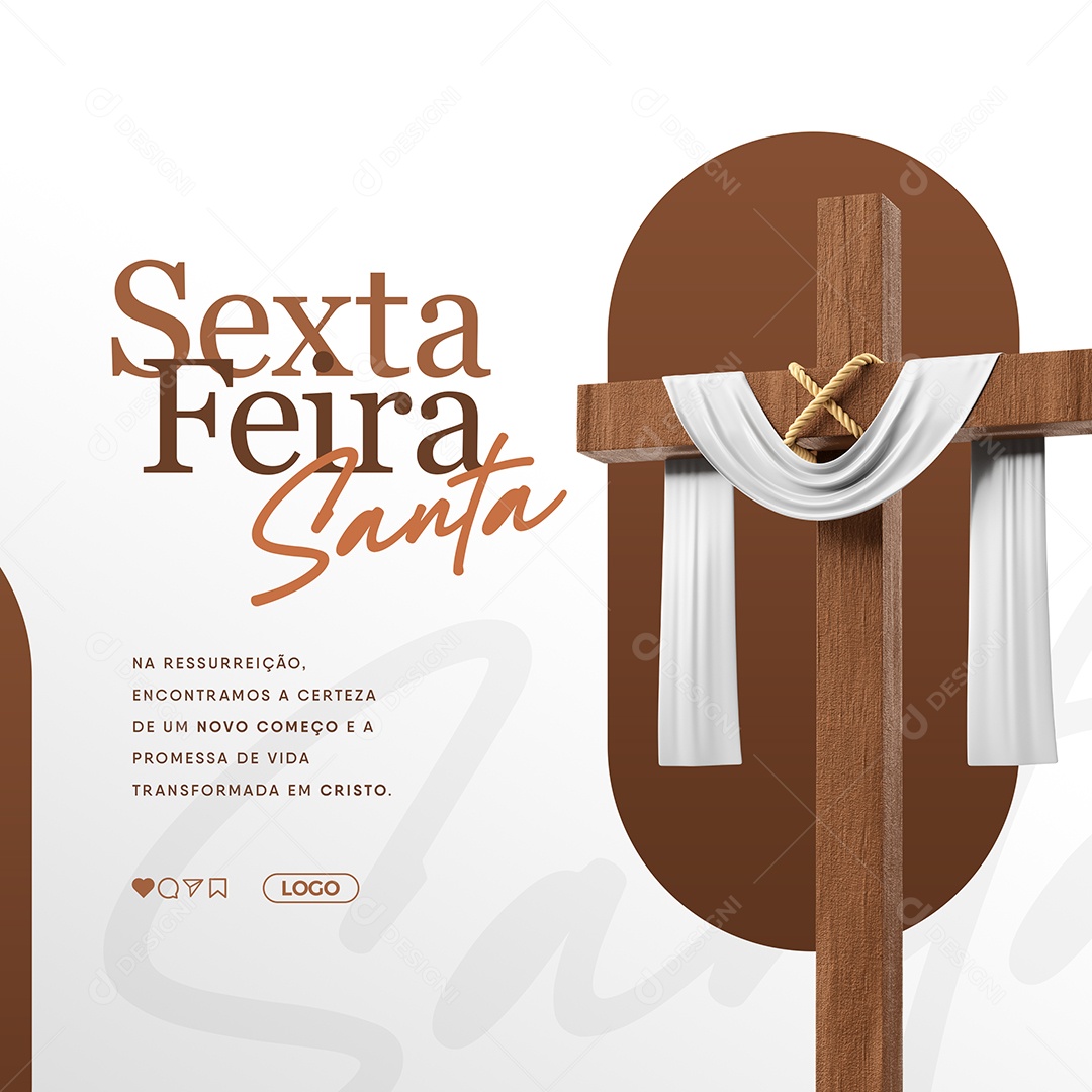 Sexta Feira Santa na Ressurreição Encontramos a Certeza Social Media PSD Editável
