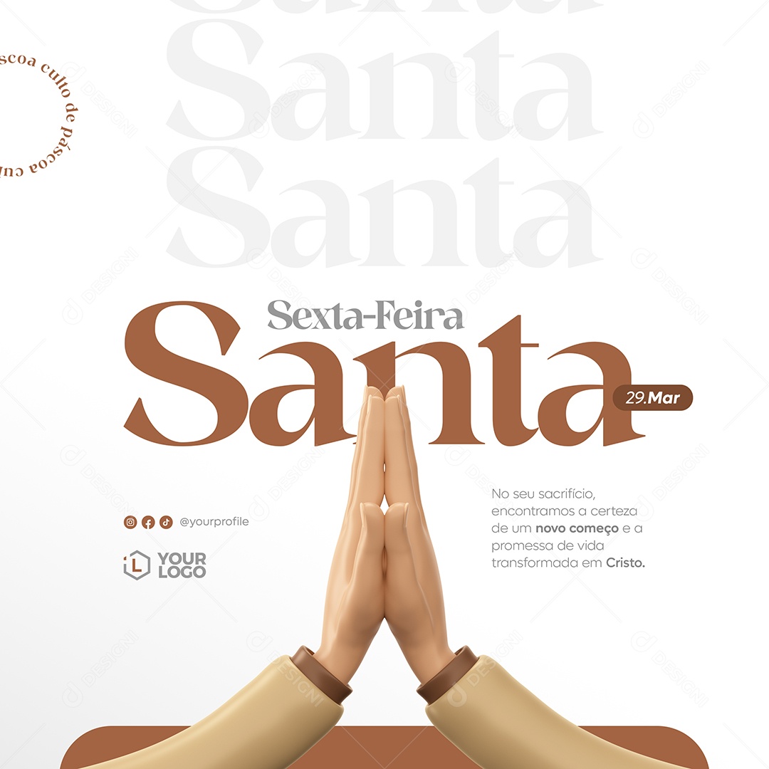 Sexta Feira Santa 29 de Março no seu Sacrifício Social Media PSD Editável