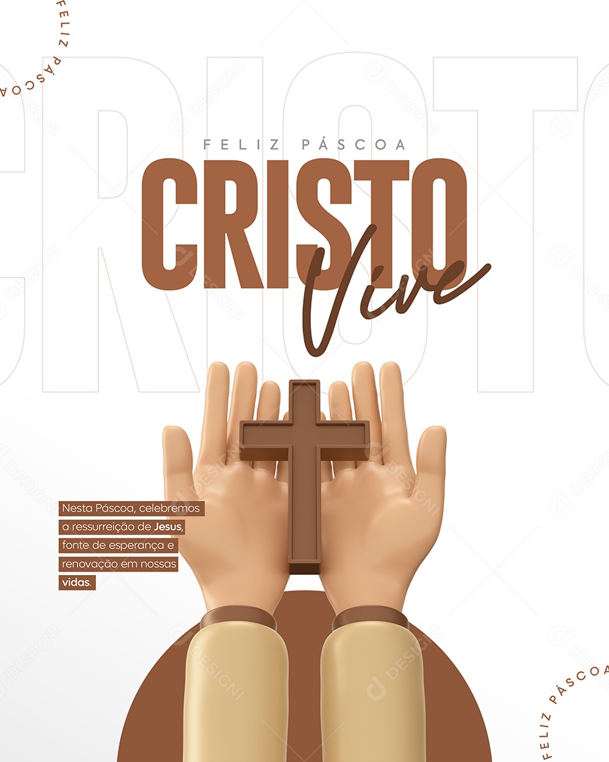 Feliz Páscoa Cristo Vive Social Media PSD Editável