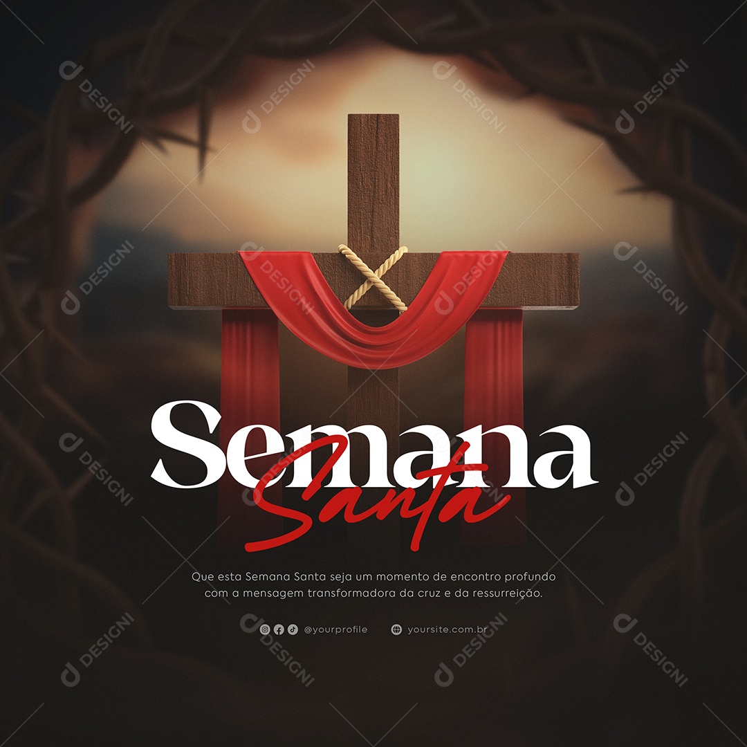 Semana Santa seja um Momento de Encontro Profundo Social Media PSD Editável