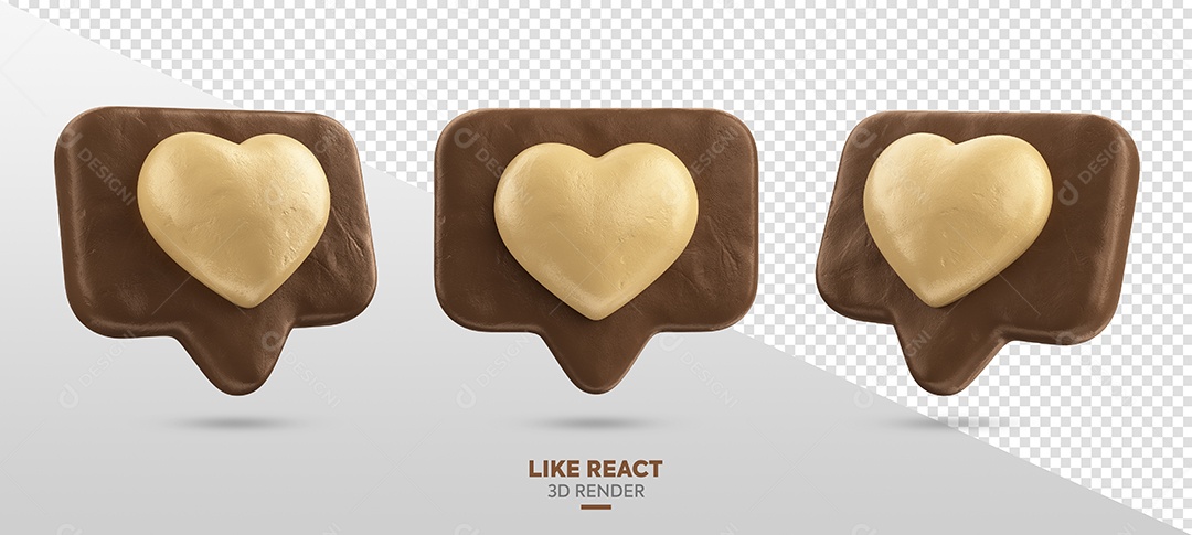 Like de Emoji de Páscoa amarelo e chocolate Elemento 3D para Composição PSD