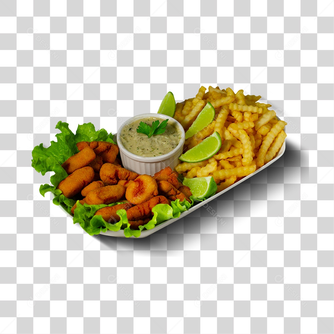 Shrimp with Fries Transparent PNG