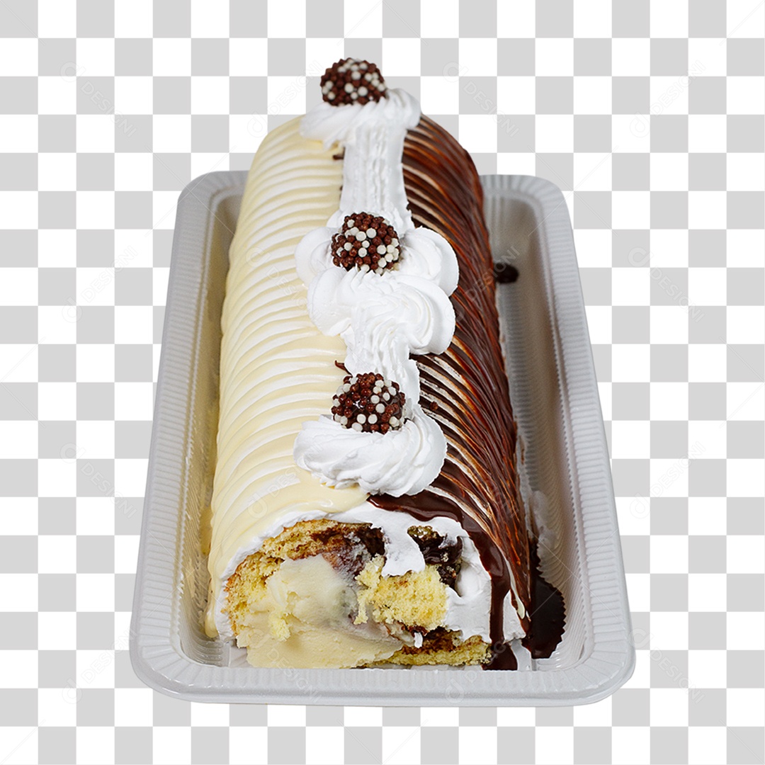 Rocambole de Chocolate com Coberturas PNG Transparente