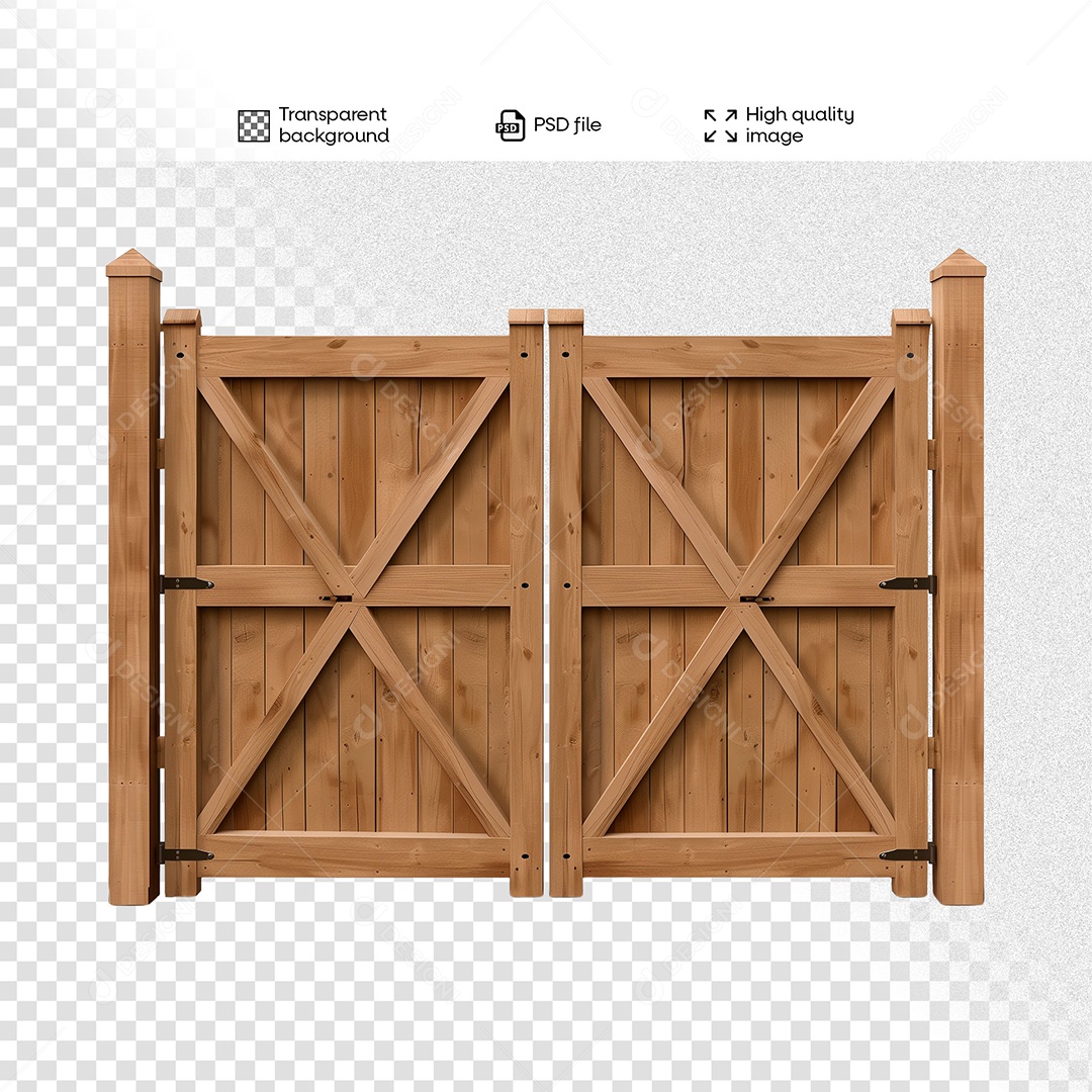 Porteira de Madeira Elemento 3D para Composição PSD