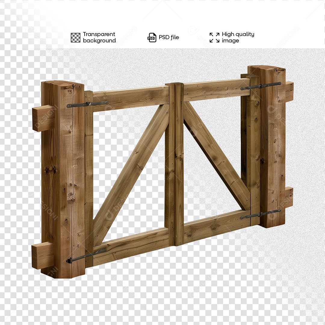 Porteira de Madeira Elemento 3D para Composição PSD