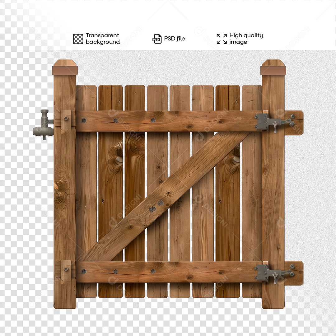 Porteira de Madeira Elemento 3D para Composição PSD