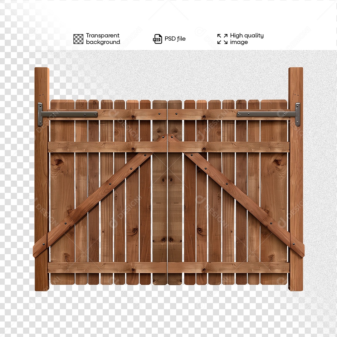 Porteira de Madeira Elemento 3D para Composição PSD