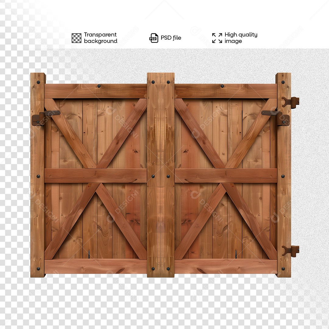 Porteira de Madeira Elemento 3D para Composição PSD