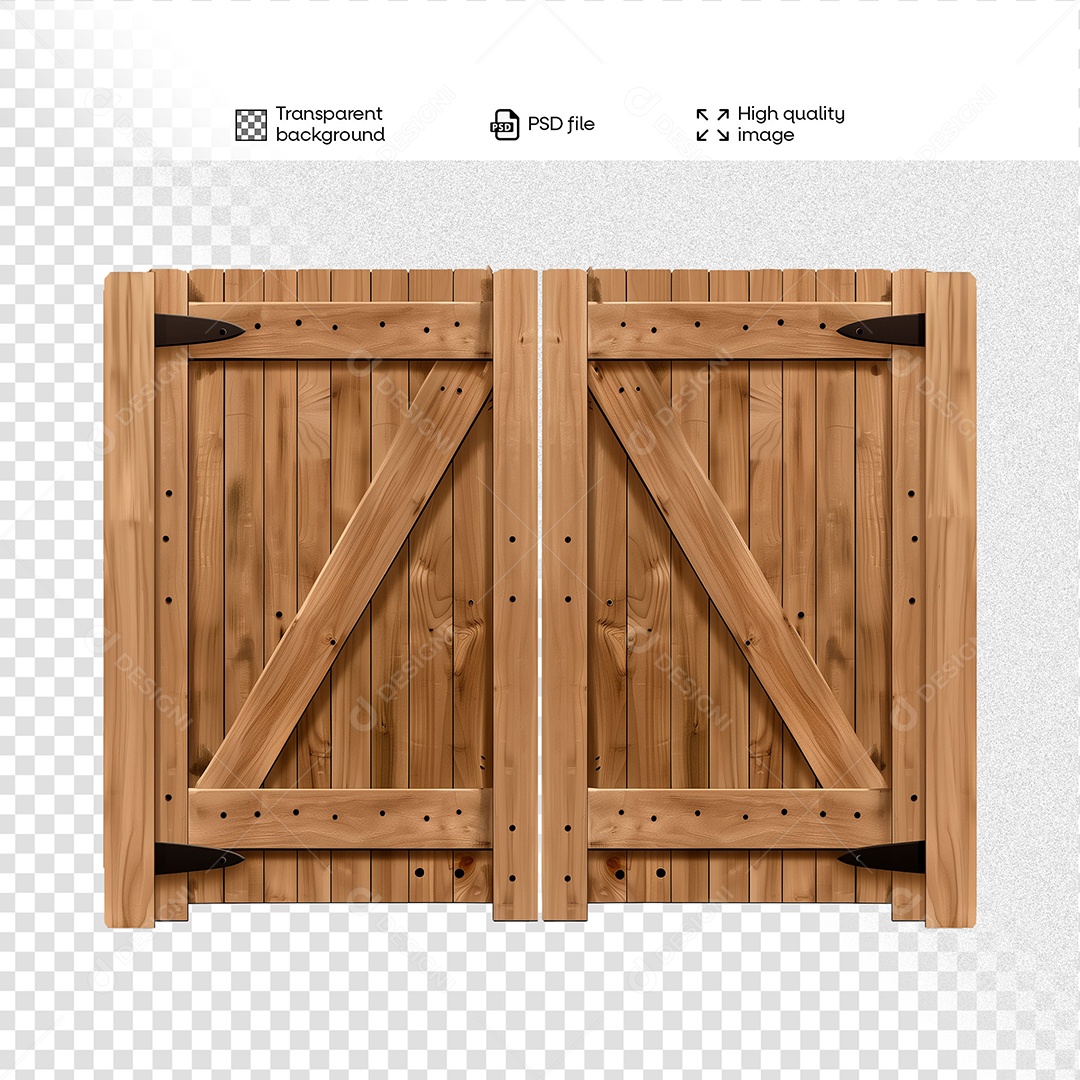 Porteira de Madeira Elemento 3D para Composição PSD