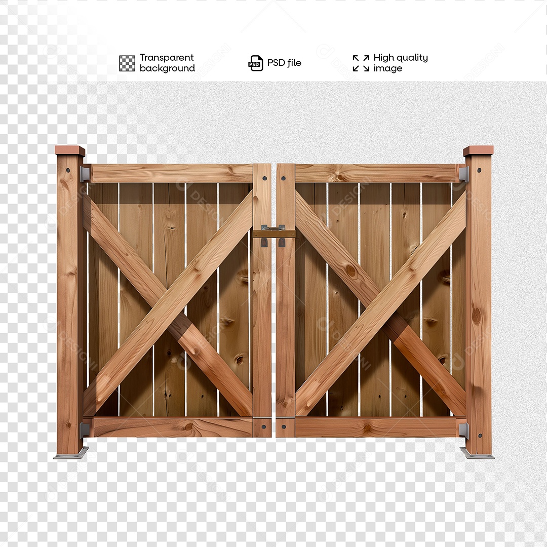 Porteira de Madeira Elemento 3D para Composição PSD