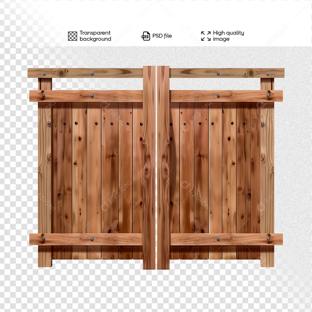 Porteira de Madeira Elemento 3D para Composição PSD
