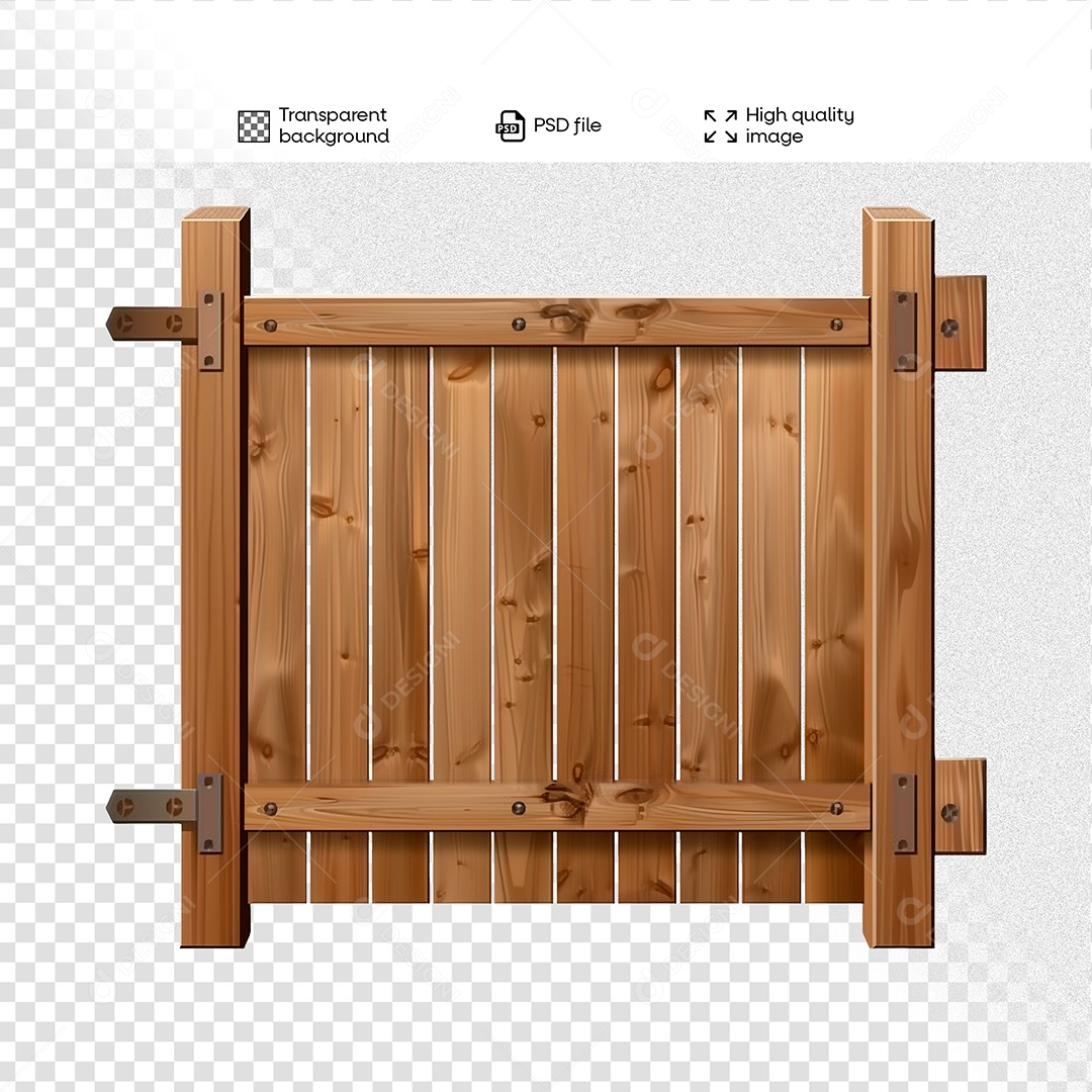 Porteira de Madeira Elemento 3D para Composição PSD