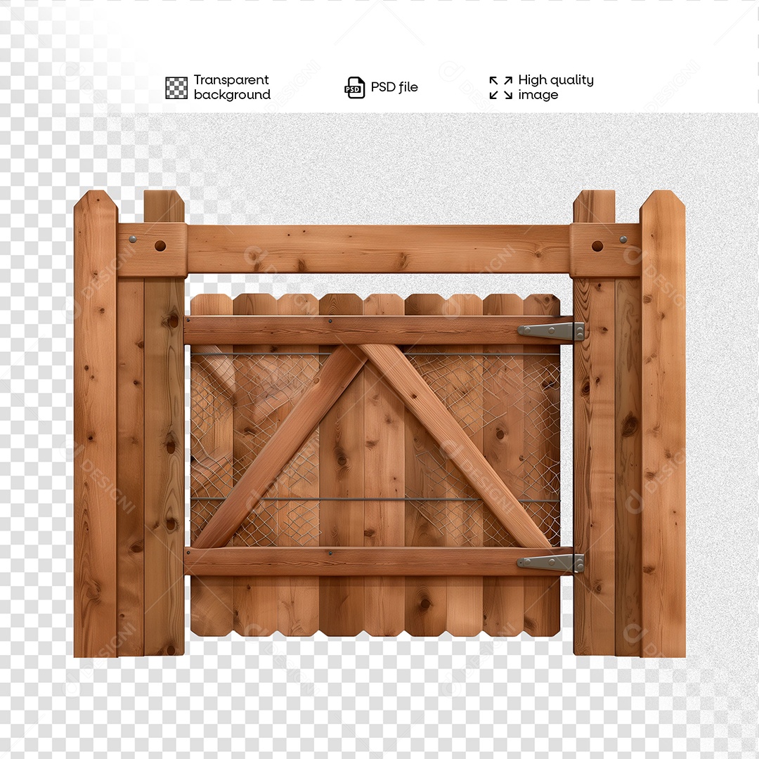 Porteira de Madeira Elemento 3D para Composição PSD