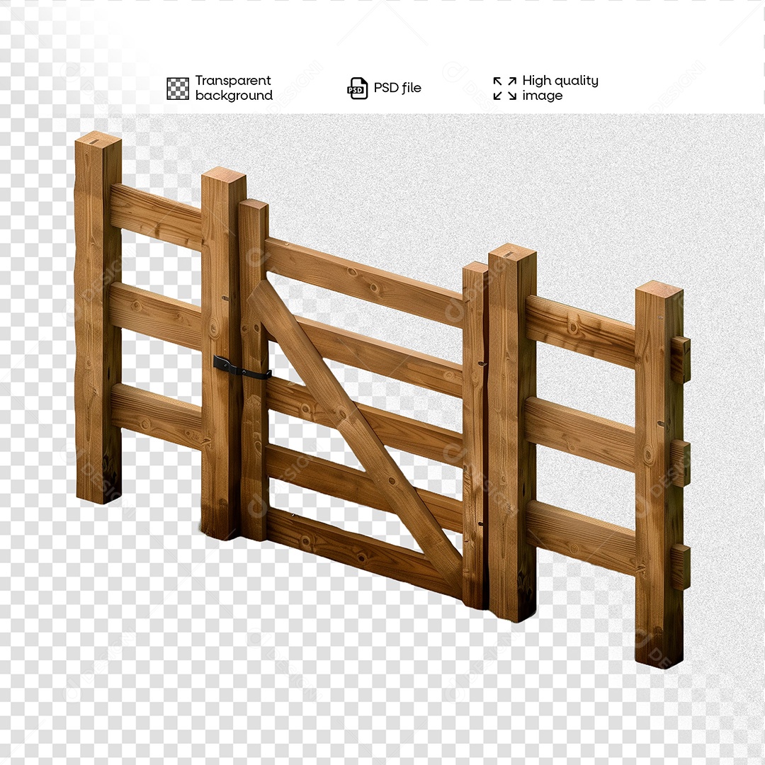 Porteira de Madeira Elemento 3D para Composição PSD