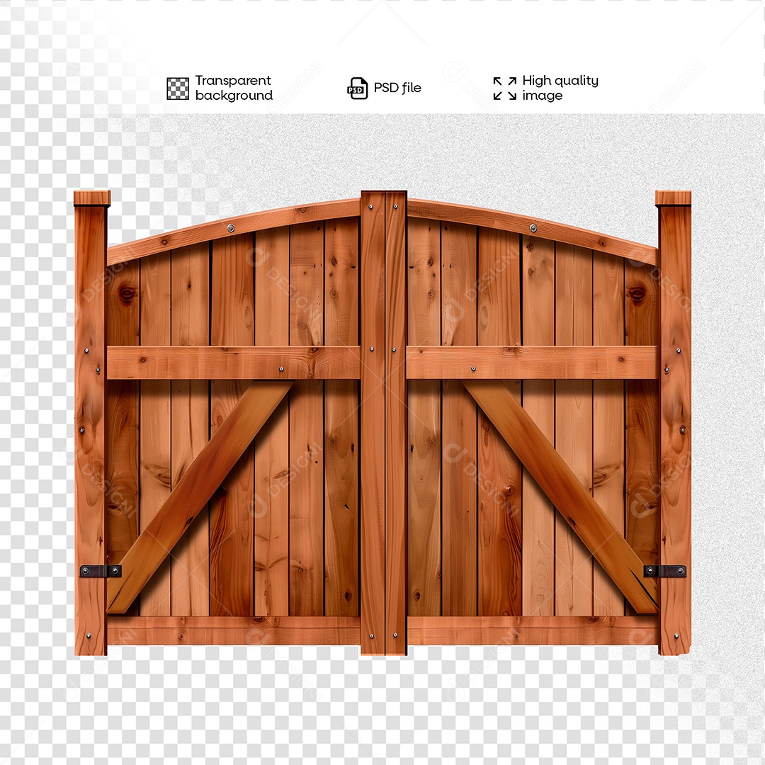 Porteira de Madeira Elemento 3D para Composição PSD