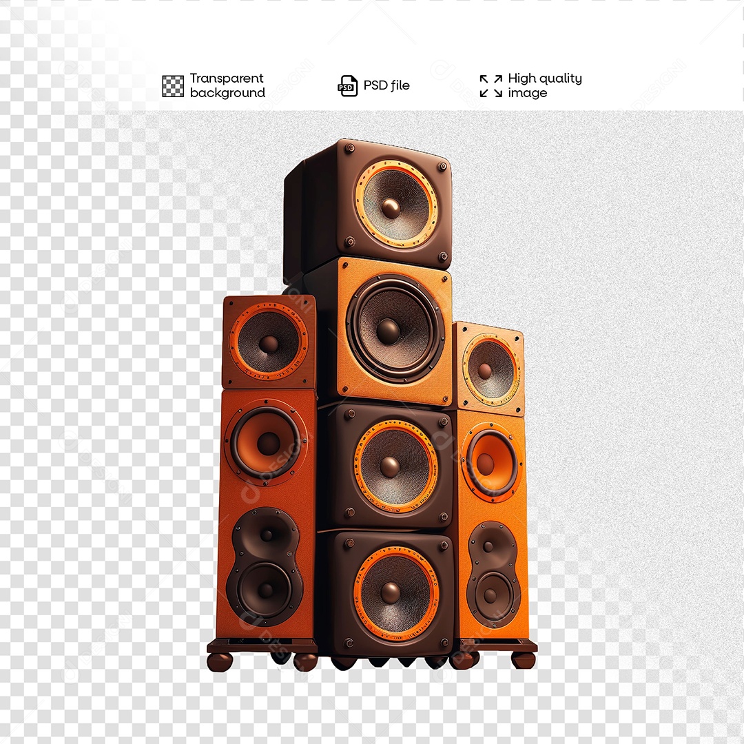 Caixas de Som Elemento 3D para Composição PSD