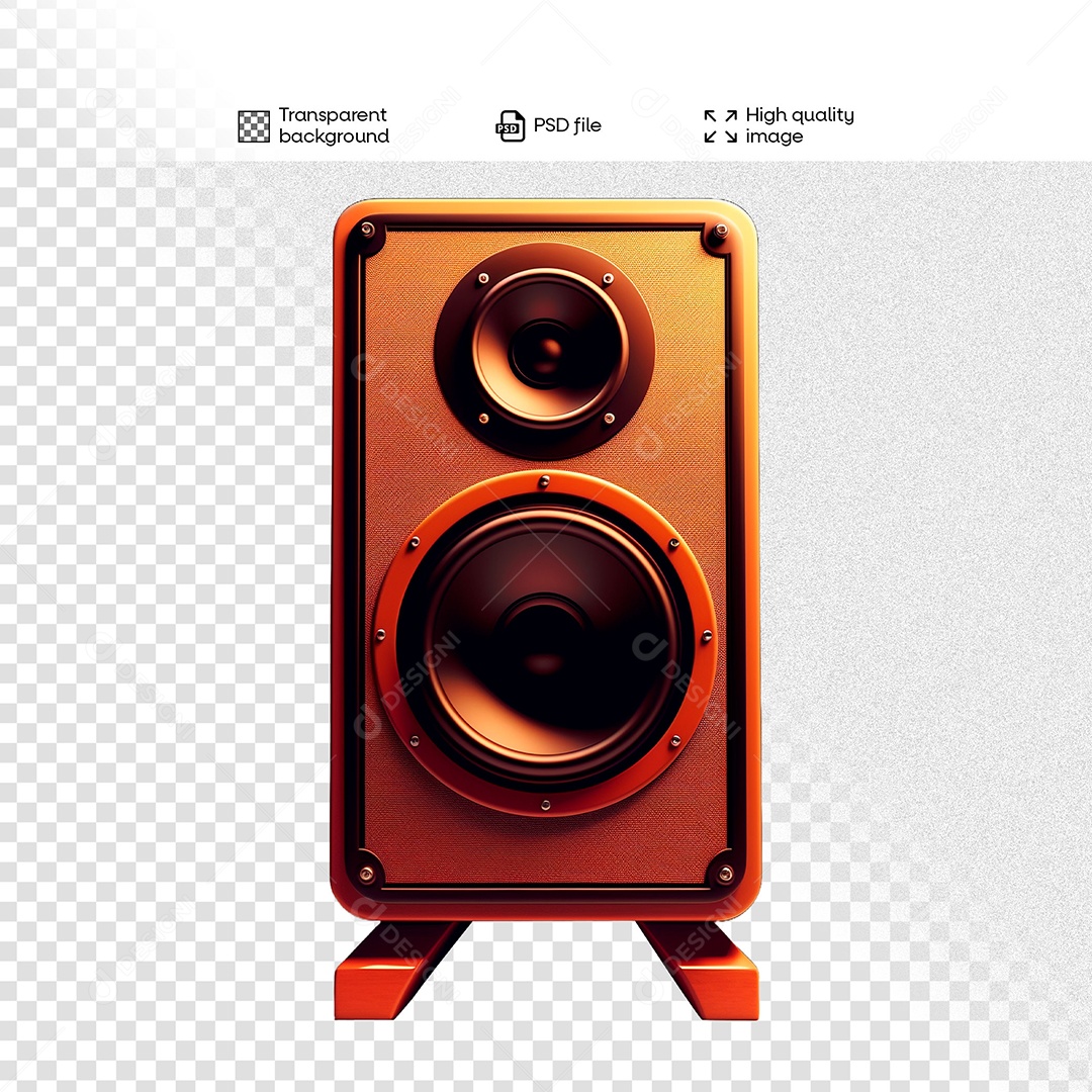 Caixa de Som Elemento 3D para Composição PSD