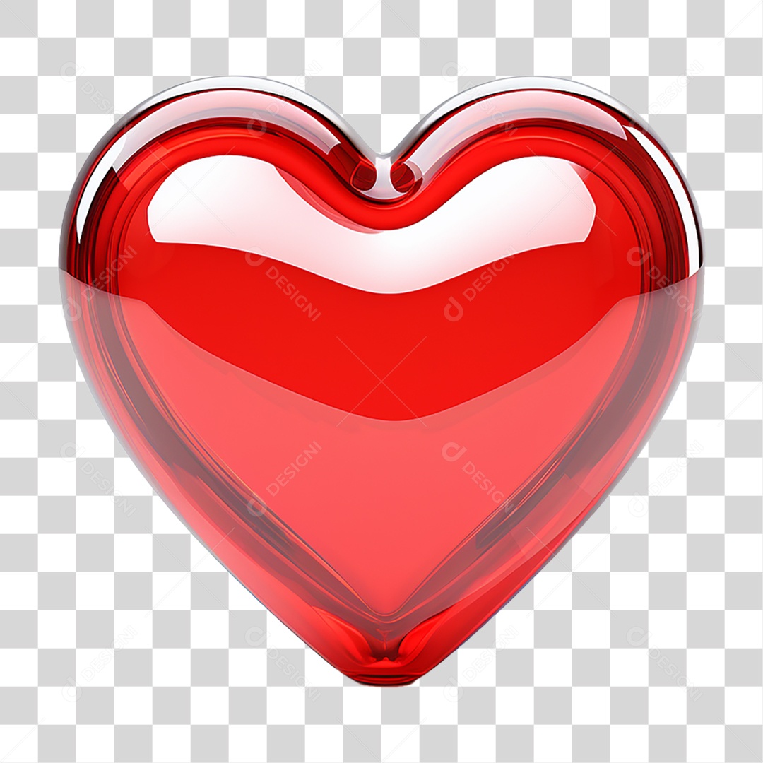 Elemento 3D Coração Sinônimo de Amor PNG Transparente