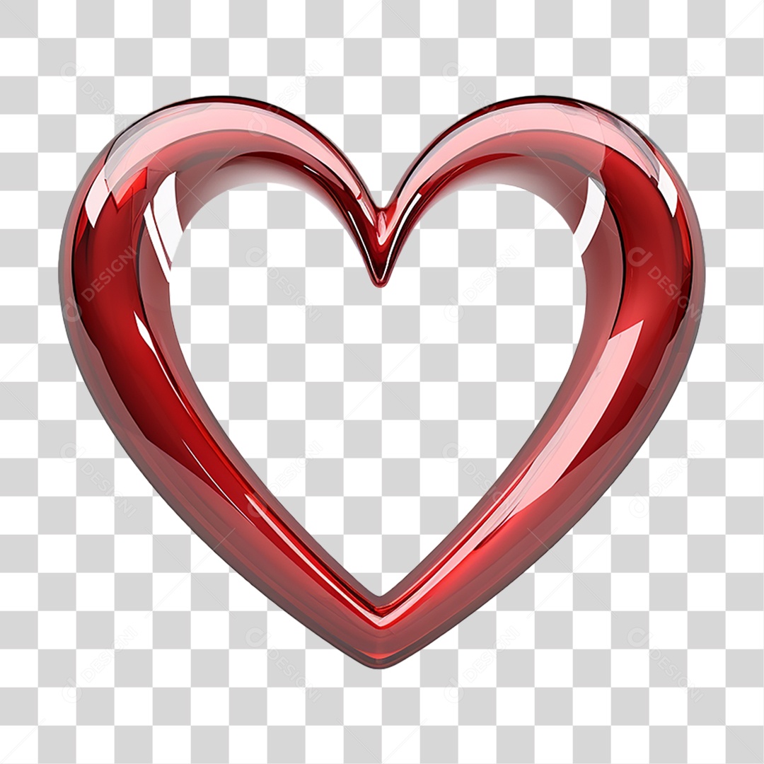 Elemento 3D Coração Sinônimo de Amor PNG Transparente