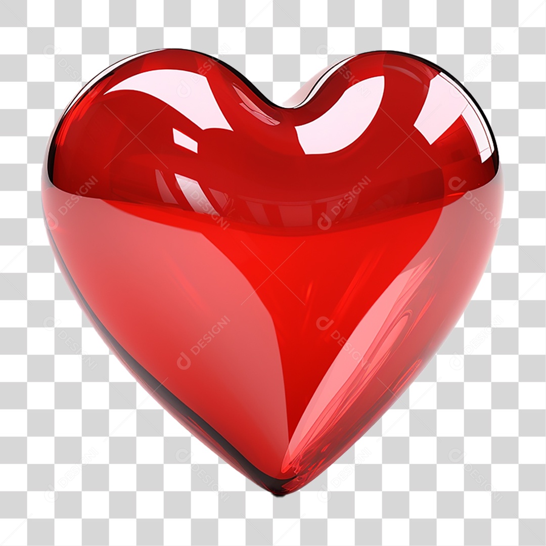 Elemento 3D Coração Sinônimo de Amor PNG Transparente