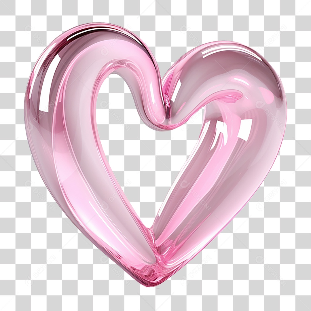 Elemento 3D Coração Sinônimo de Amor PNG Transparente