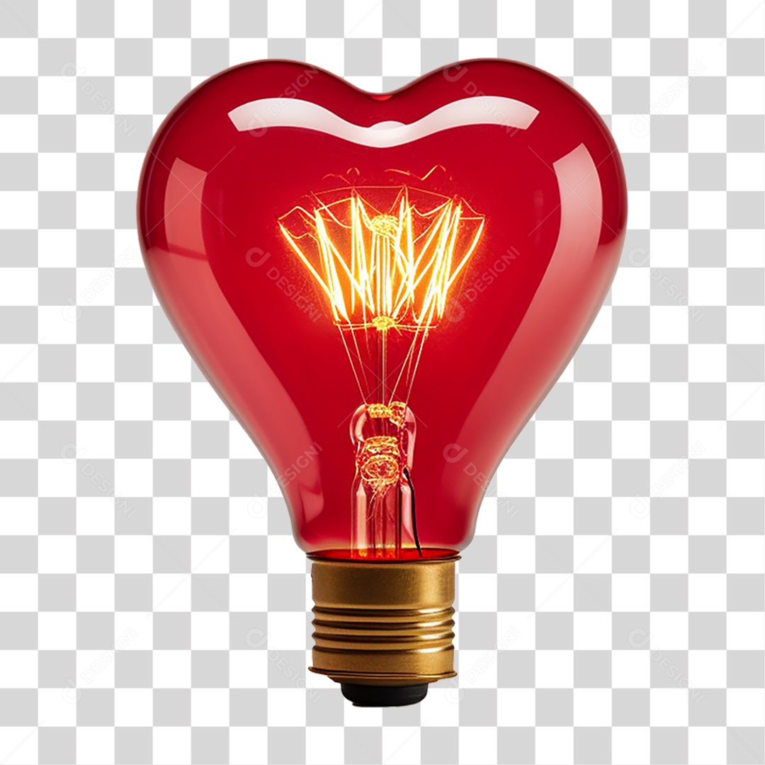 Elemento 3D Lâmpada com Forma de Coração PNG Transparente