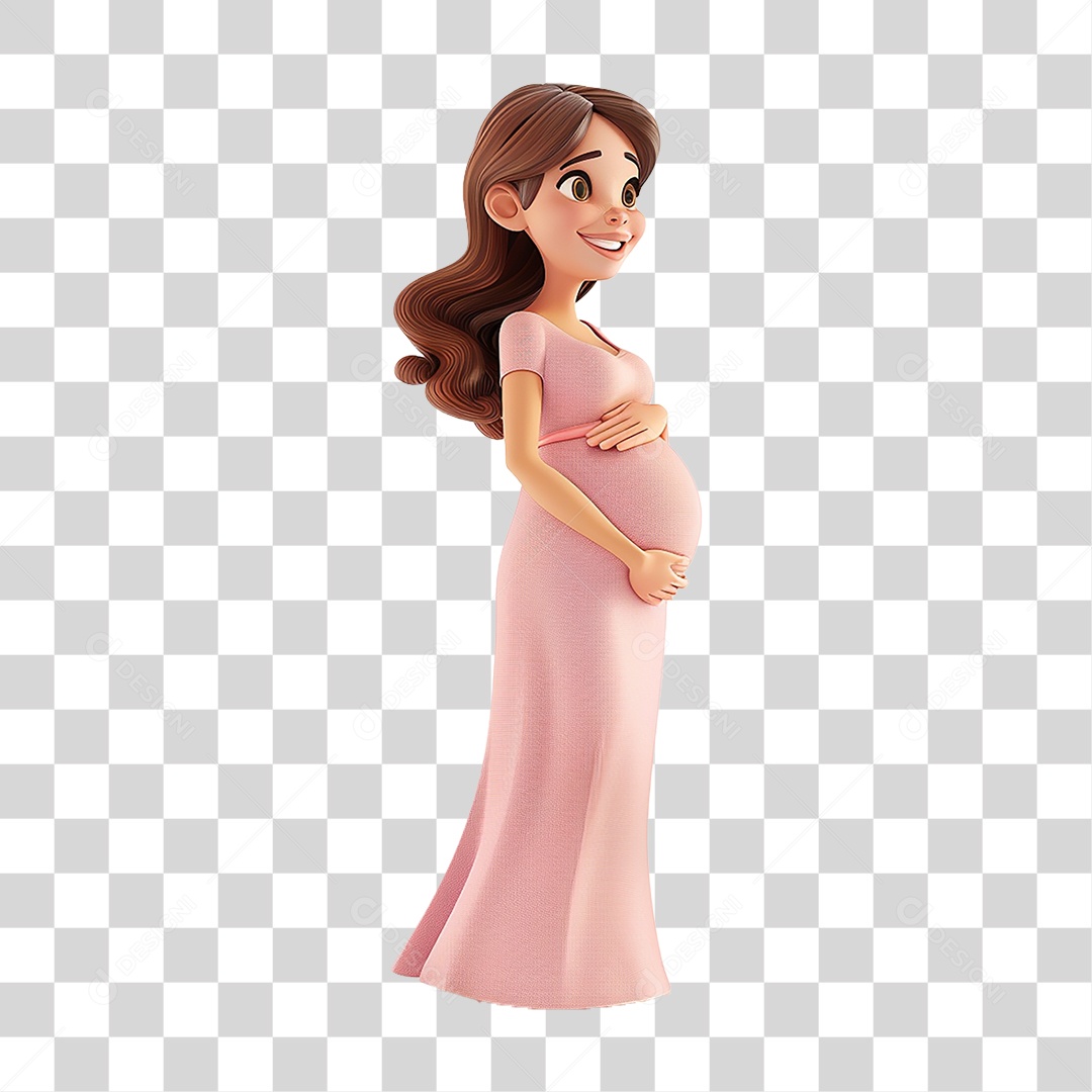 Personagem 3D Mulher Gravida PNG Transparente