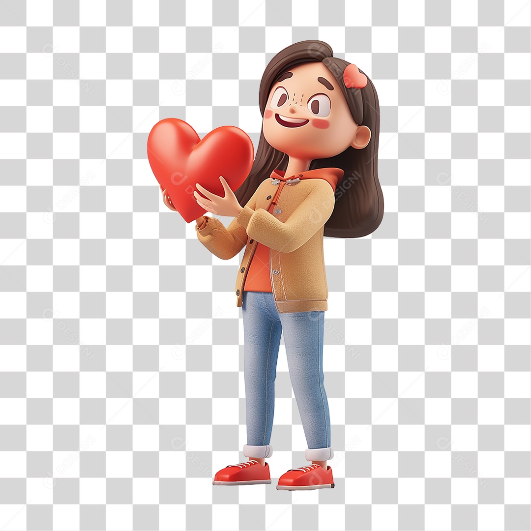 Personagem Cartoon Segurando Coração Dia das Mães PNG Transparente