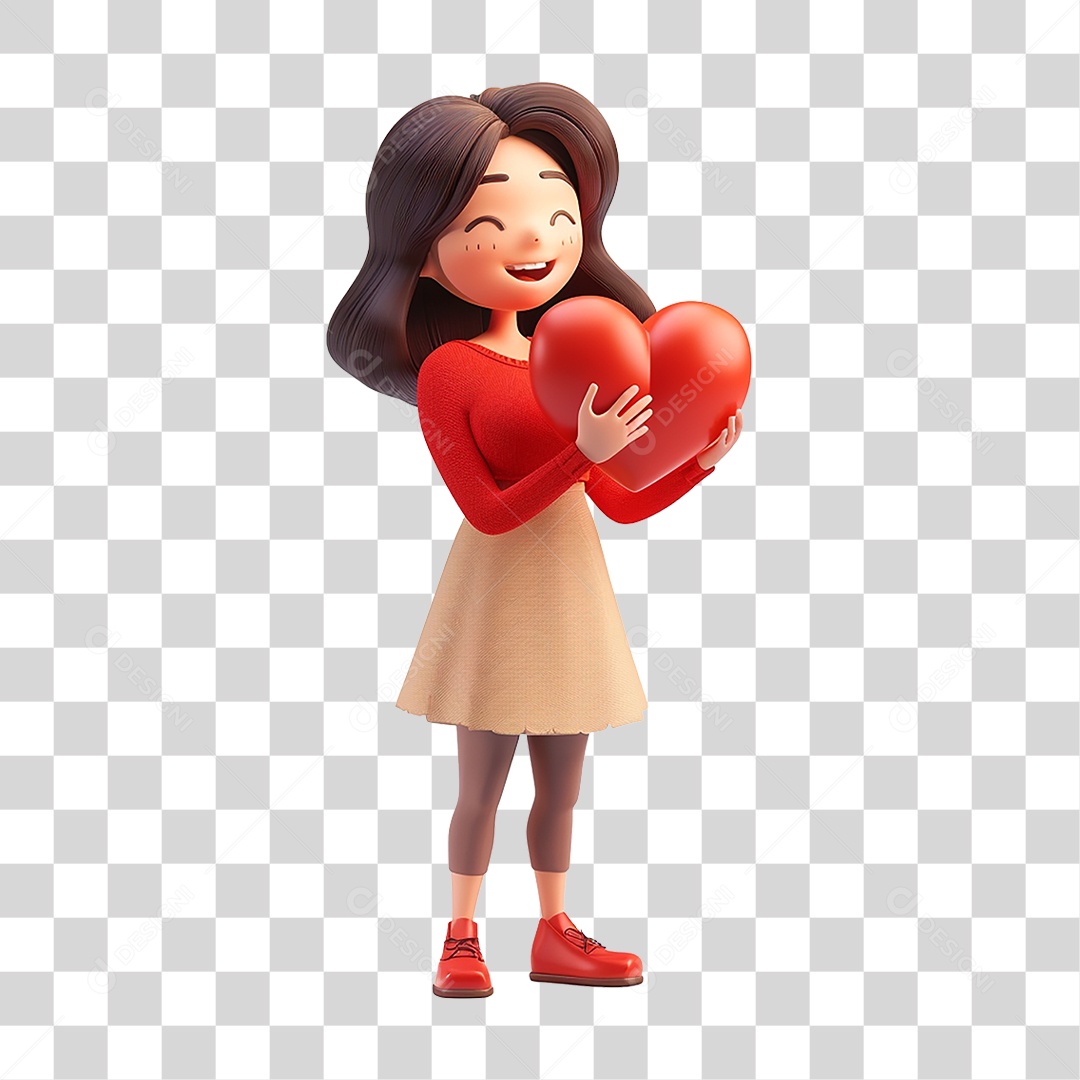 Personagem Cartoon Segurando Coração Dia das Mães PNG Transparente