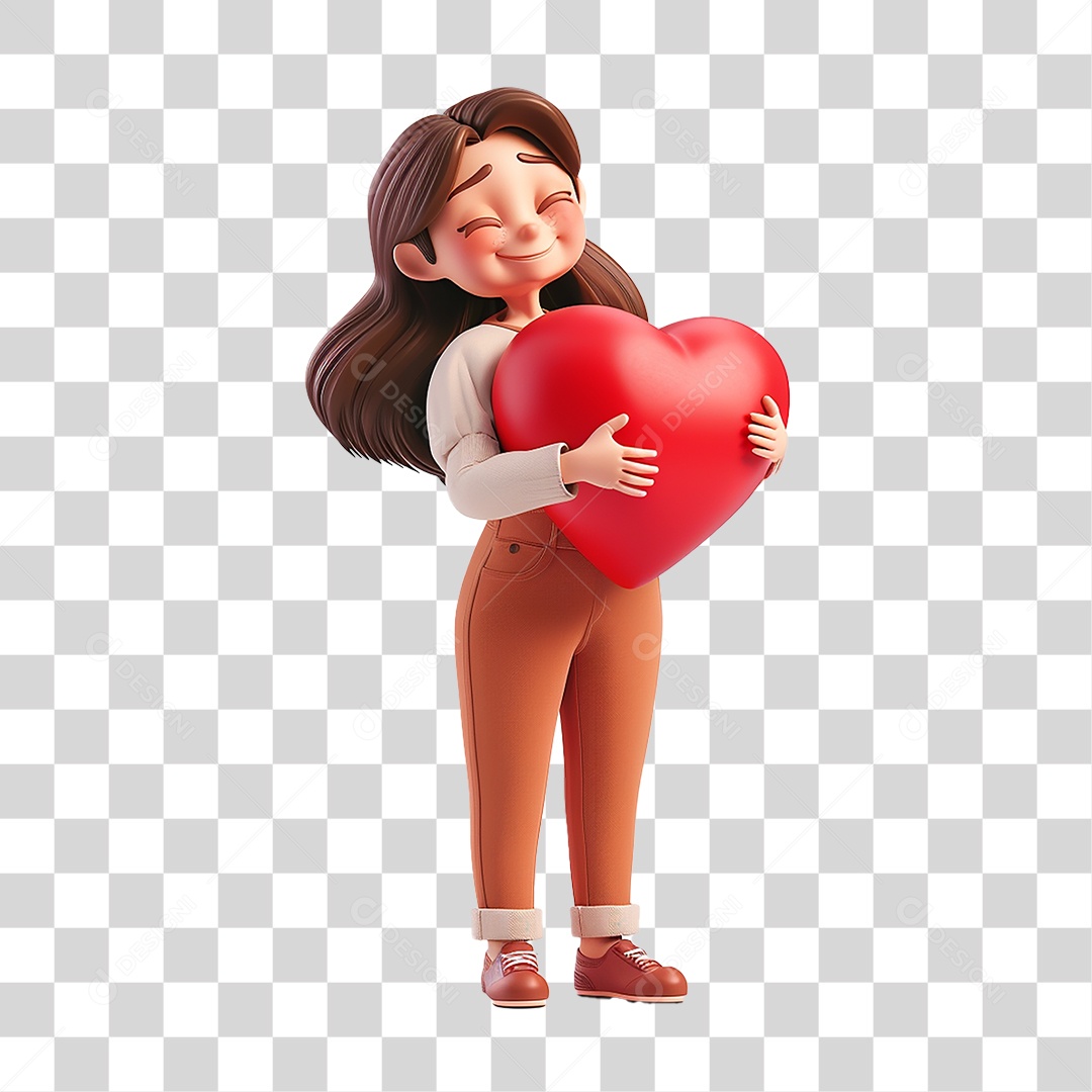 Personagem Cartoon Segurando Coração Dia das Mães PNG Transparente