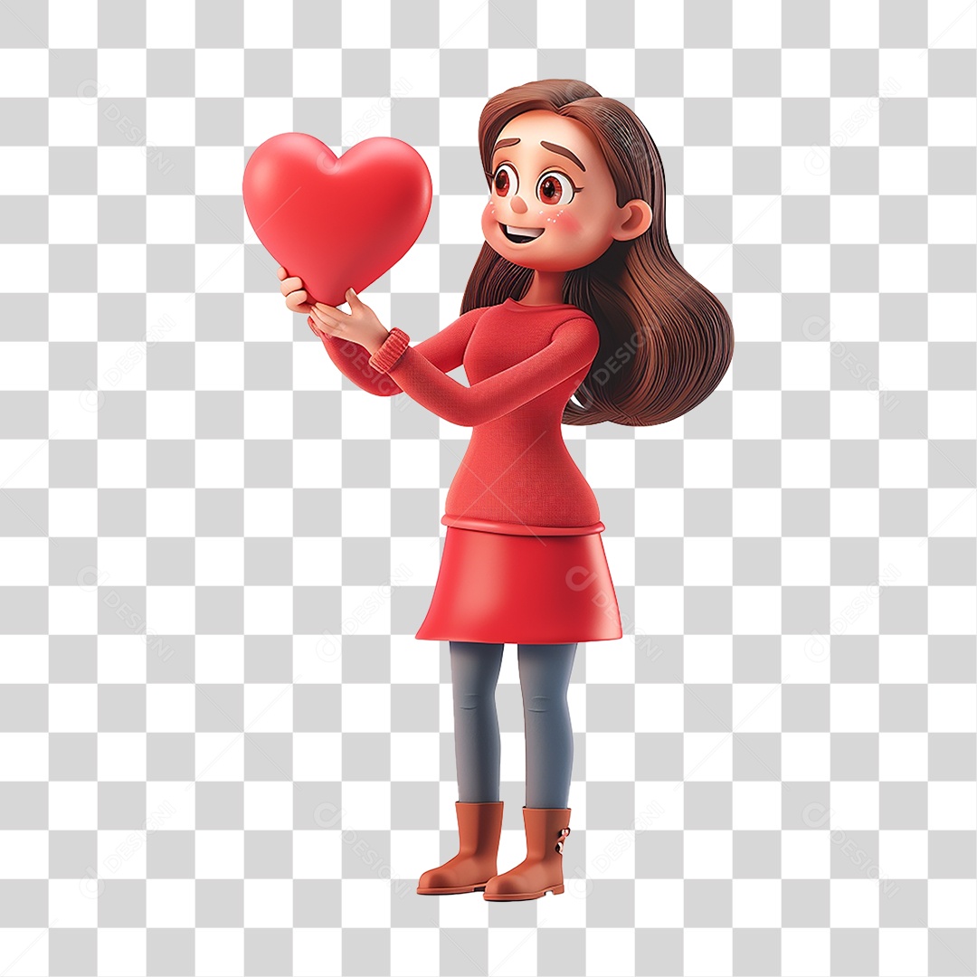 Personagem Cartoon Segurando Coração Dia das Mães PNG Transparente