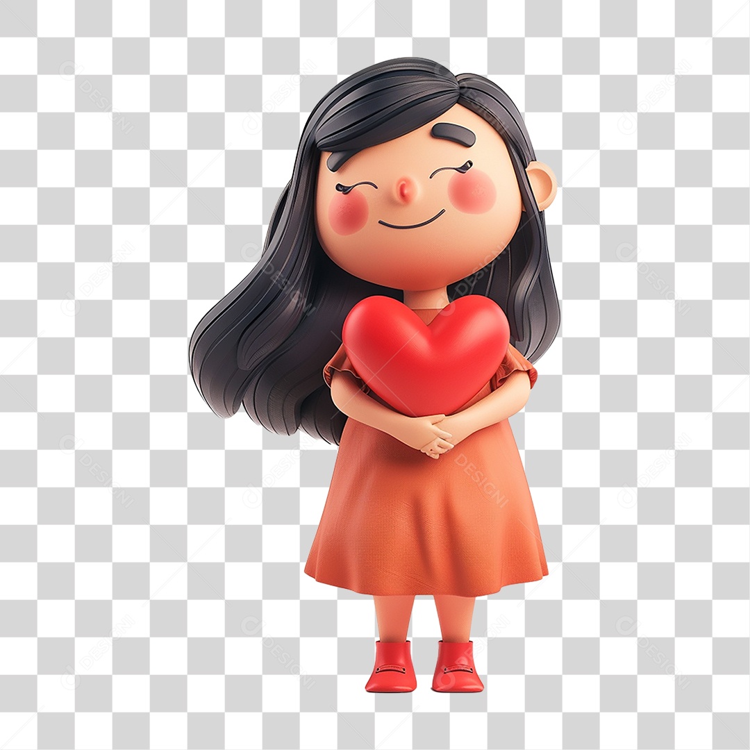 Personagem Cartoon Segurando Coração Dia das Mães PNG Transparente