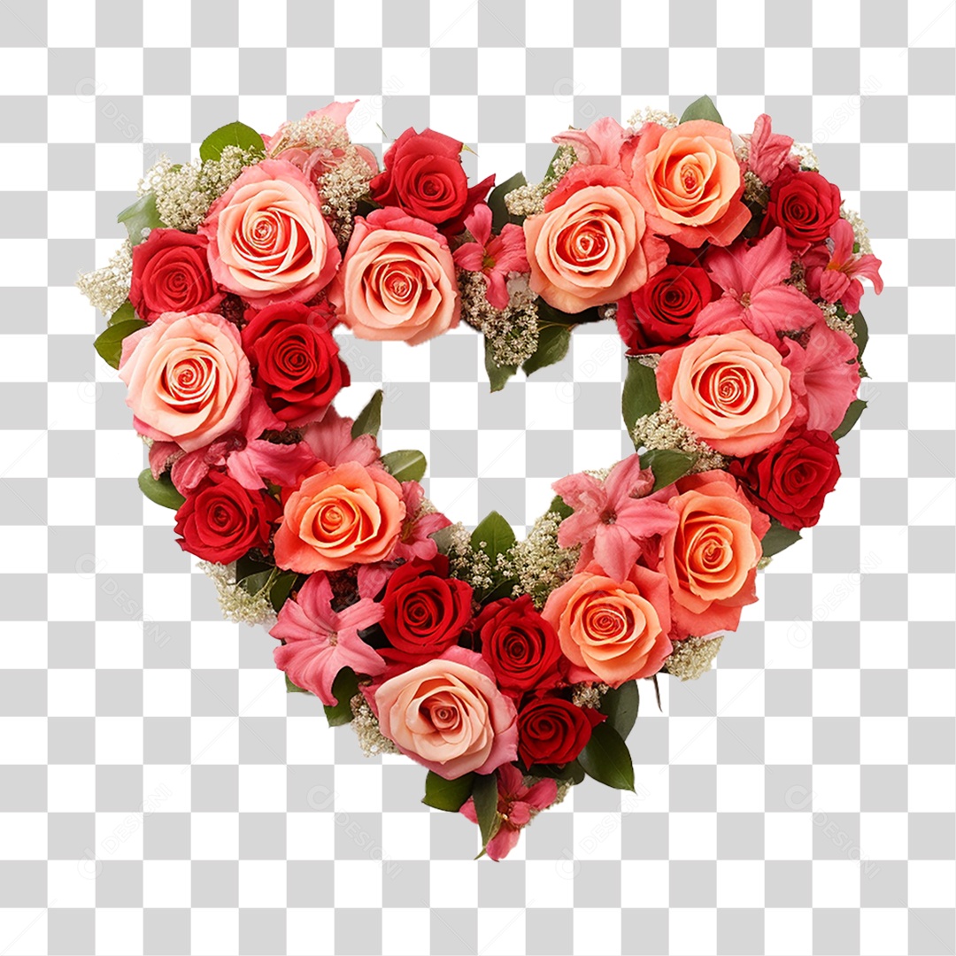 Coração de Flores Dia das Mãe PNG Transparente