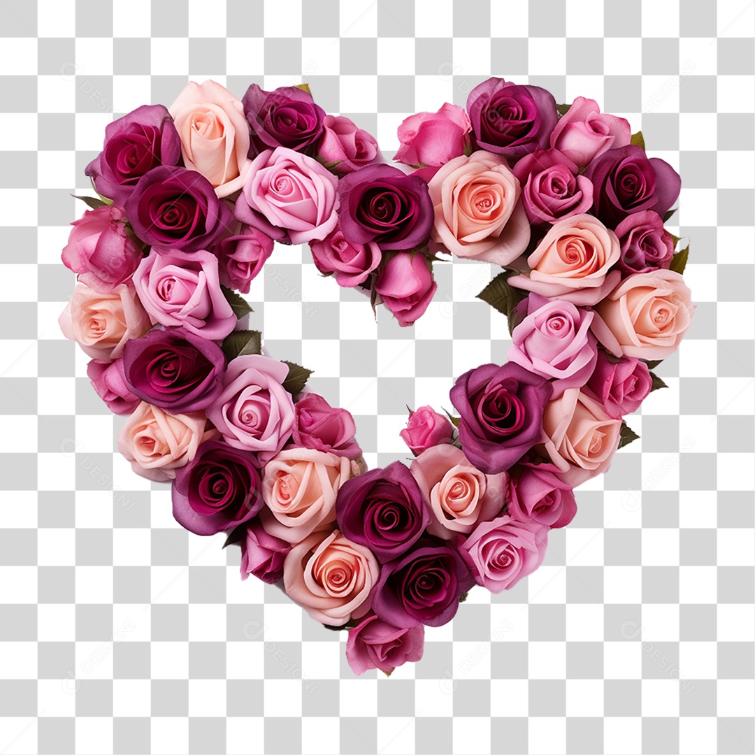 Coração de Flores Dia das Mãe PNG Transparente