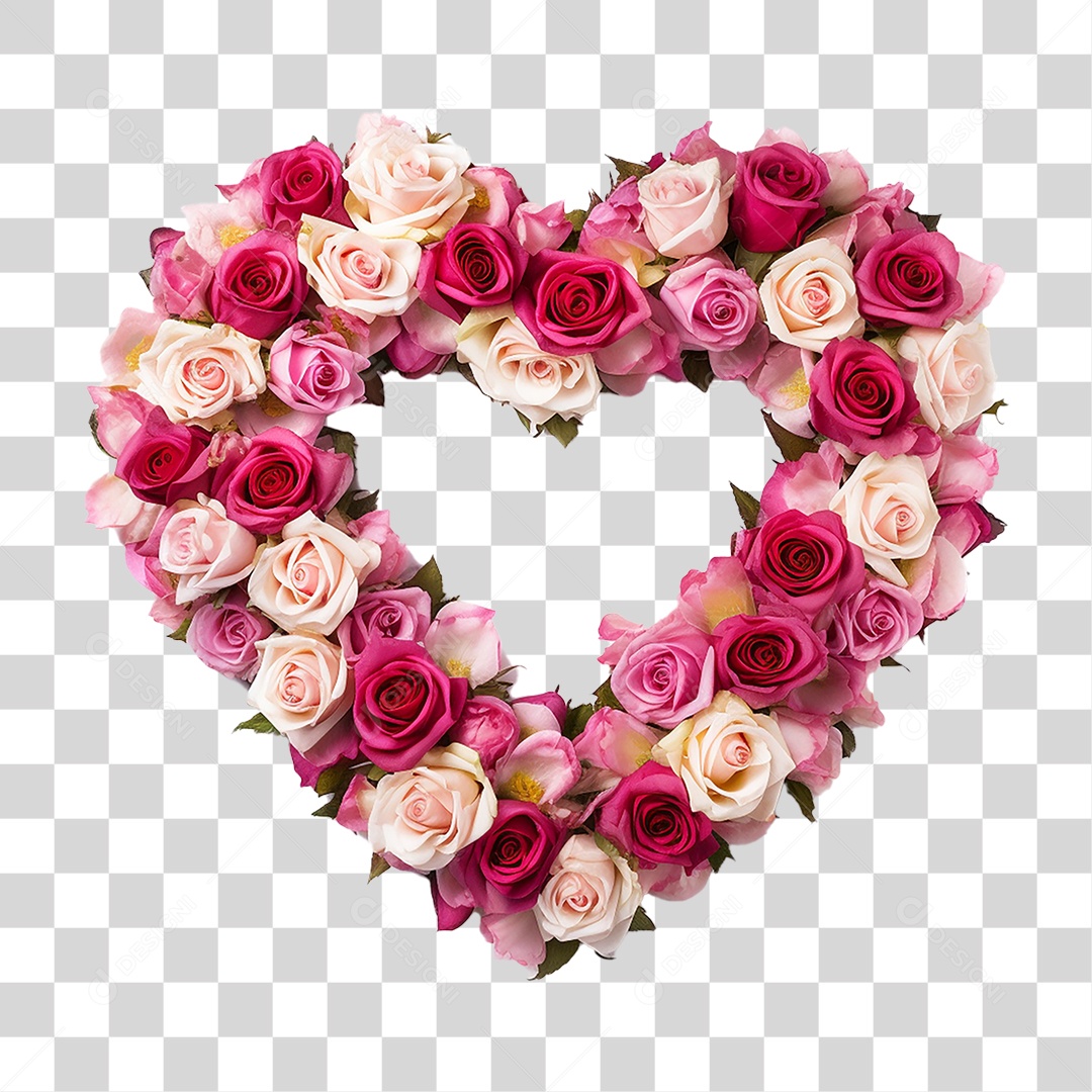 Coração de Flores Dia das Mãe PNG Transparente