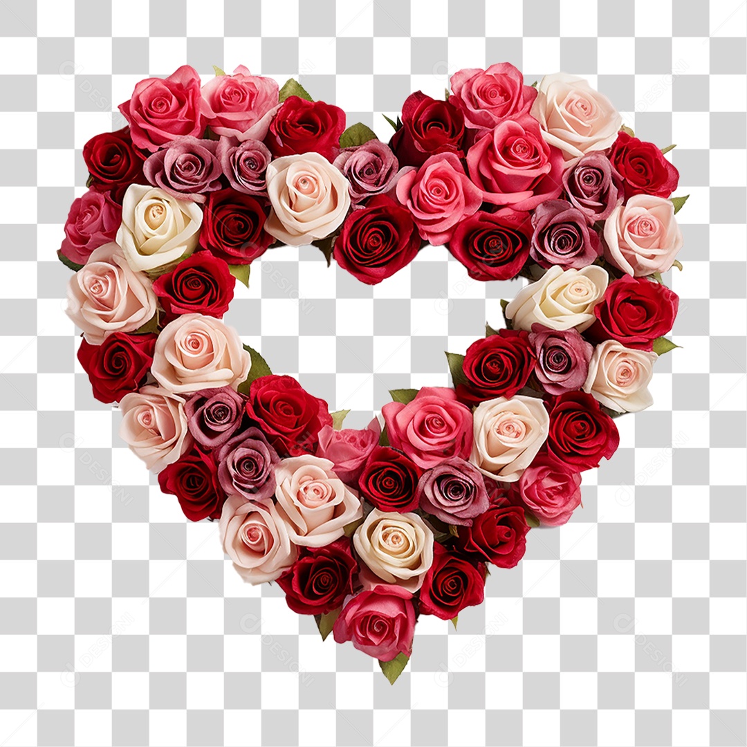 Coração de Flores Dia das Mãe PNG Transparente