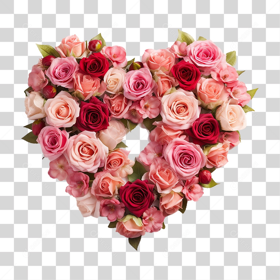 Coração de Flores Dia das Mãe PNG Transparente