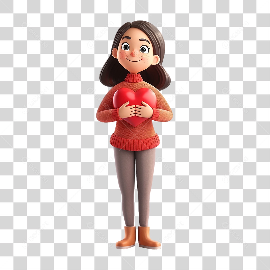 Mulher Segurando Coração Dia das Mães PNG Transparente