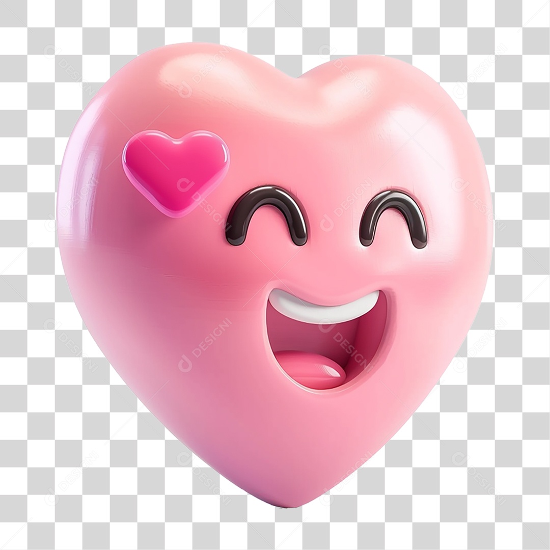 Elemento 3D Coração Rosa Rostos Gestos Emoji PNG Transparente