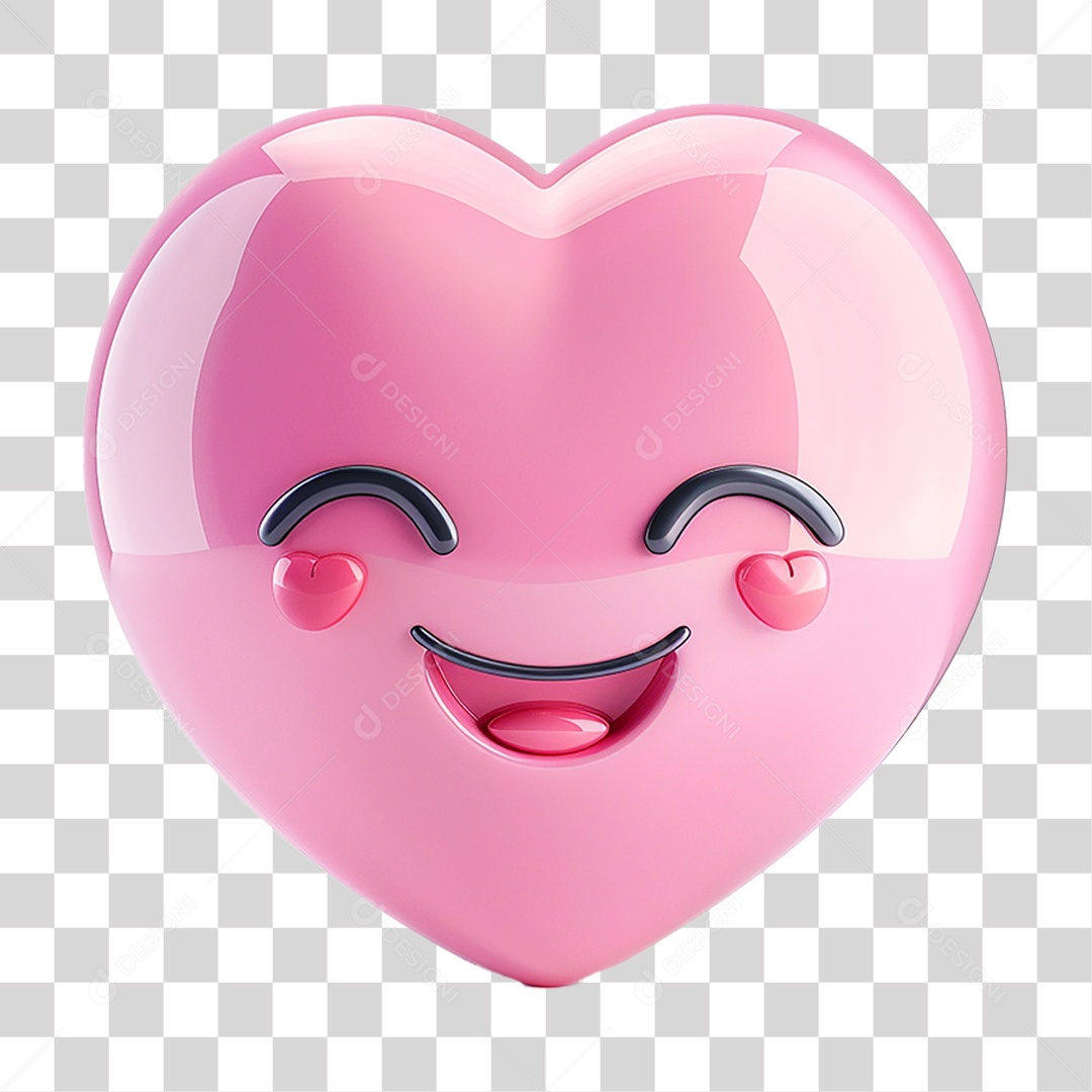 Elemento 3D Coração Rosa Rostos Gestos Emoji PNG Transparente