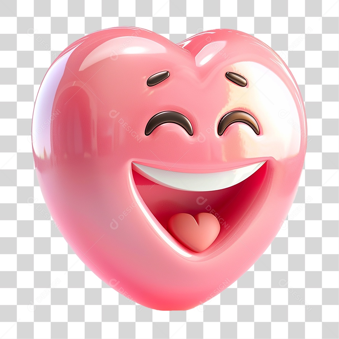 Elemento 3D Coração Rosa Rostos Gestos Emoji PNG Transparente
