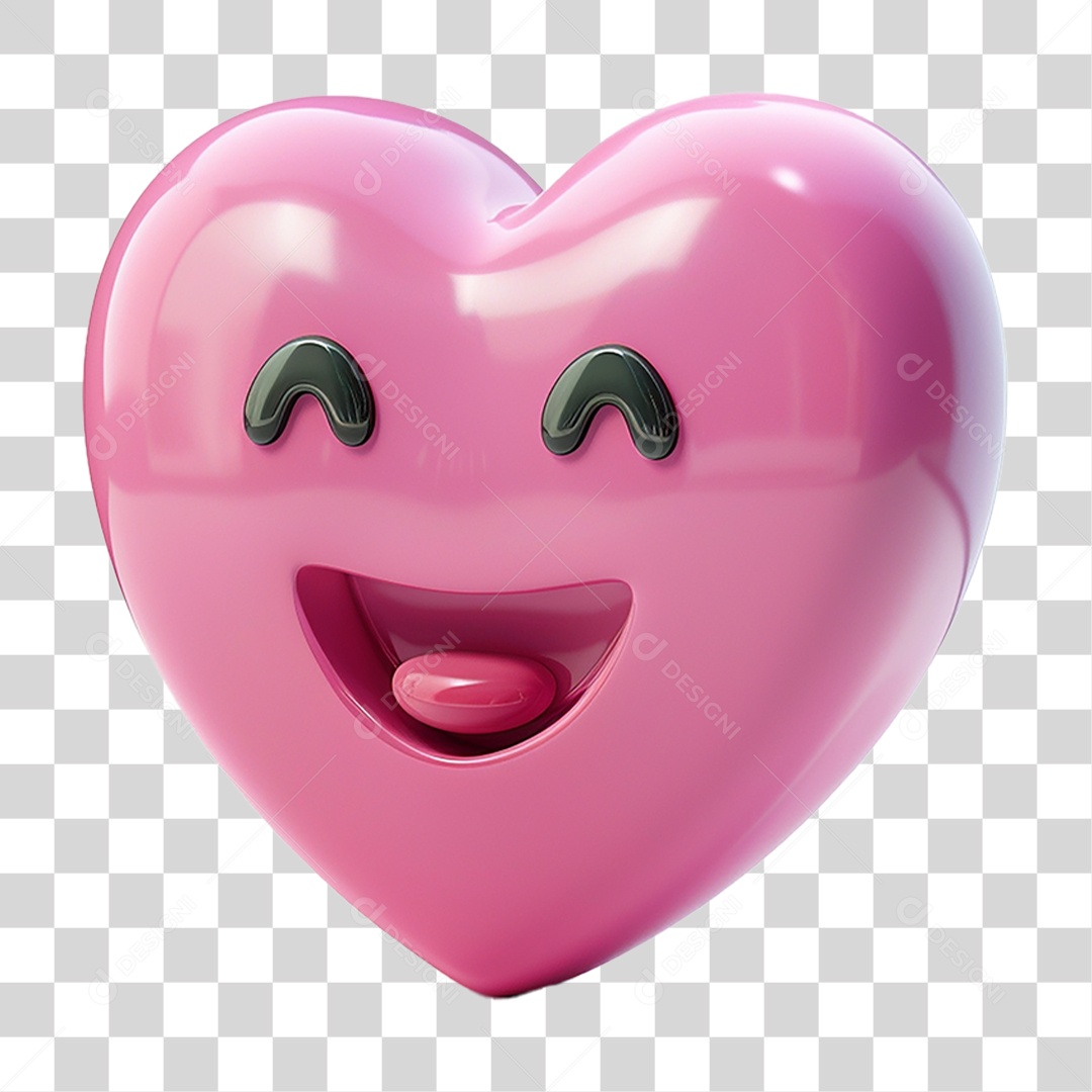 Elemento 3D Coração Rosa Rostos Gestos Emoji PNG Transparente