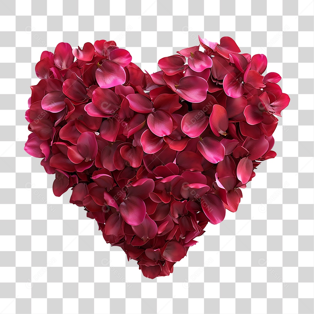 Elemento 3D Coração de Flores PNG Transparente