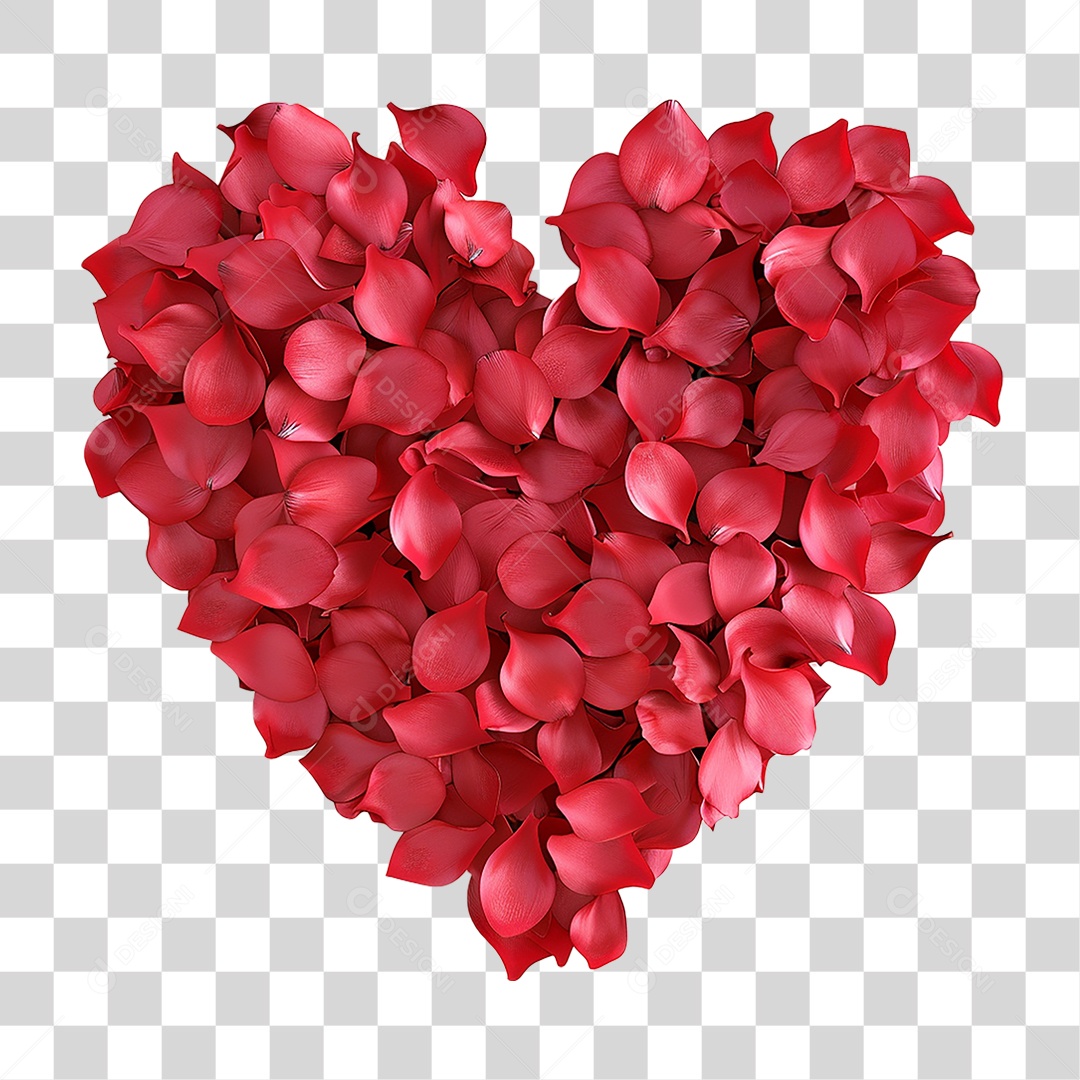 Elemento 3D Coração de Flores PNG Transparente