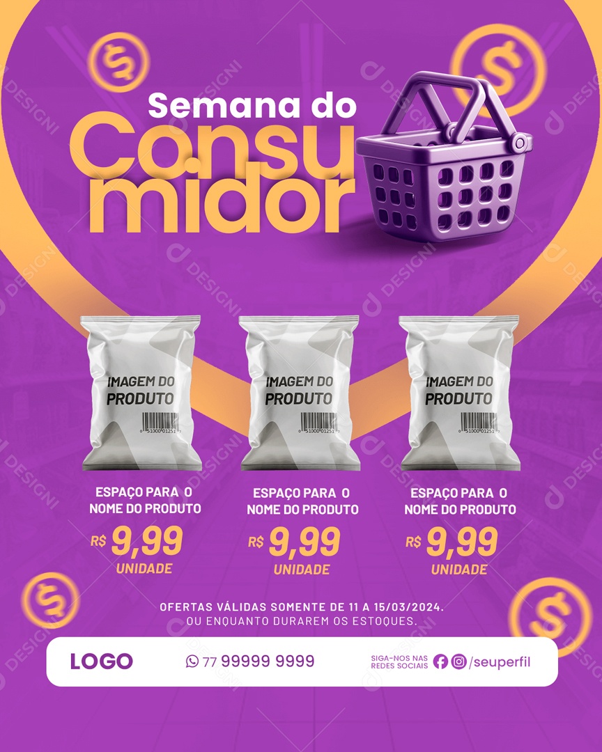 Semana do Consumidor Ofertas Válidas Social Media PSD Editável