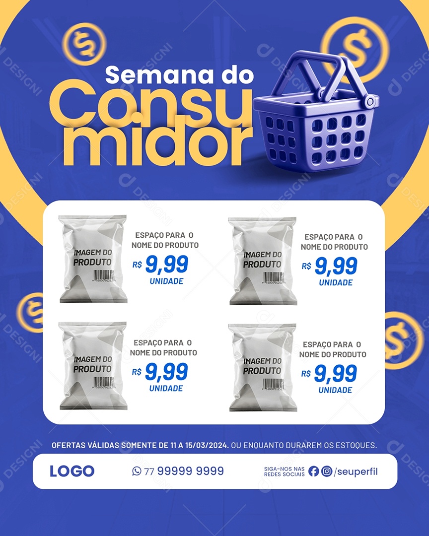 Semana do Consumidor Produto por Apenas 9,99 Unidade Social Media PSD Editável